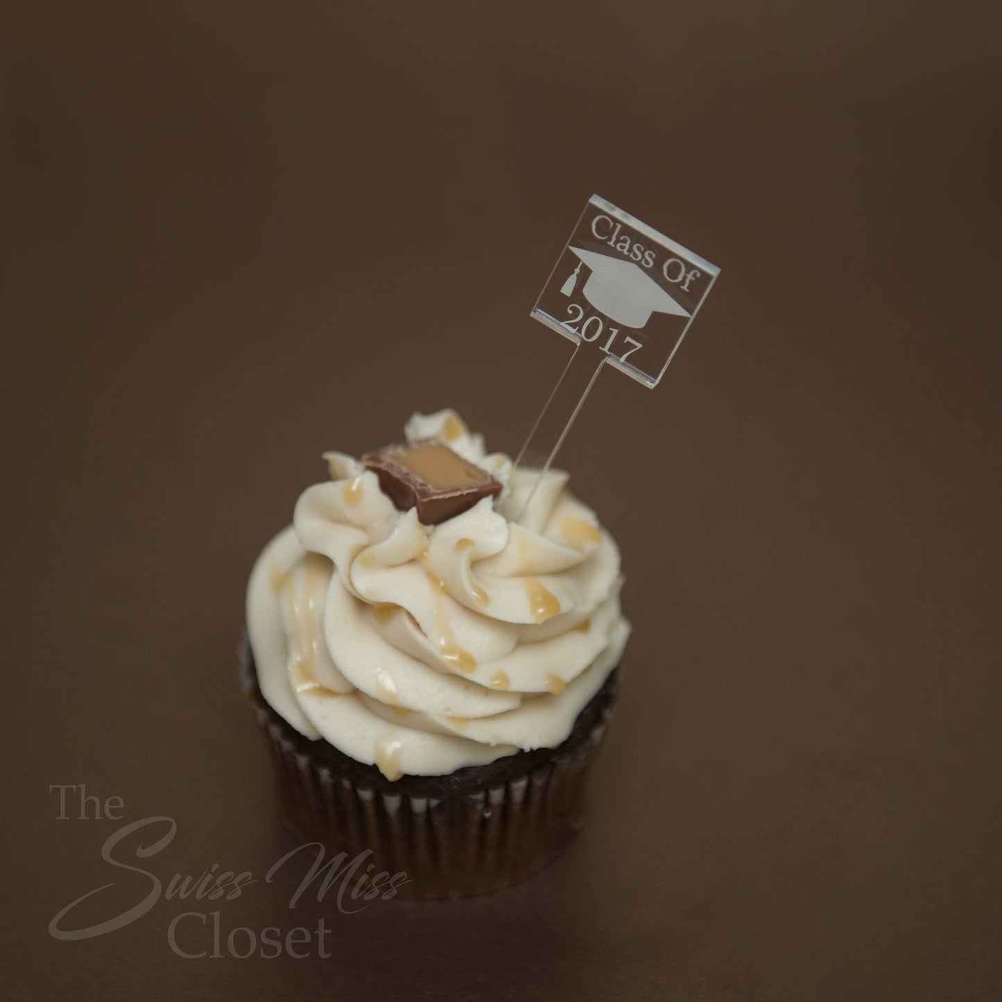 25 Graduation Cupcake Toppers Custom Etched Clear Acrylic, Laser Cut Décor Dessert Bar Class of 2021