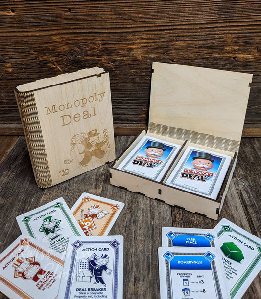 Wooden Book for Monopoly Deal Card Game Custom Made Storage Box