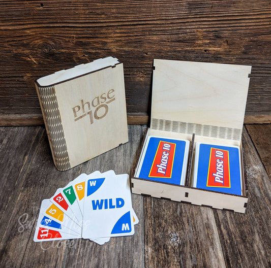 Wooden Book Storage for Phase 10 Card Game Custom Made Game Box