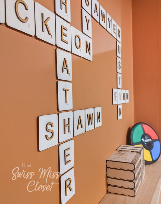 Custom Wood Scrabble Letters Tiles 2.75 inch Game Room Living Wall Art Decor Names