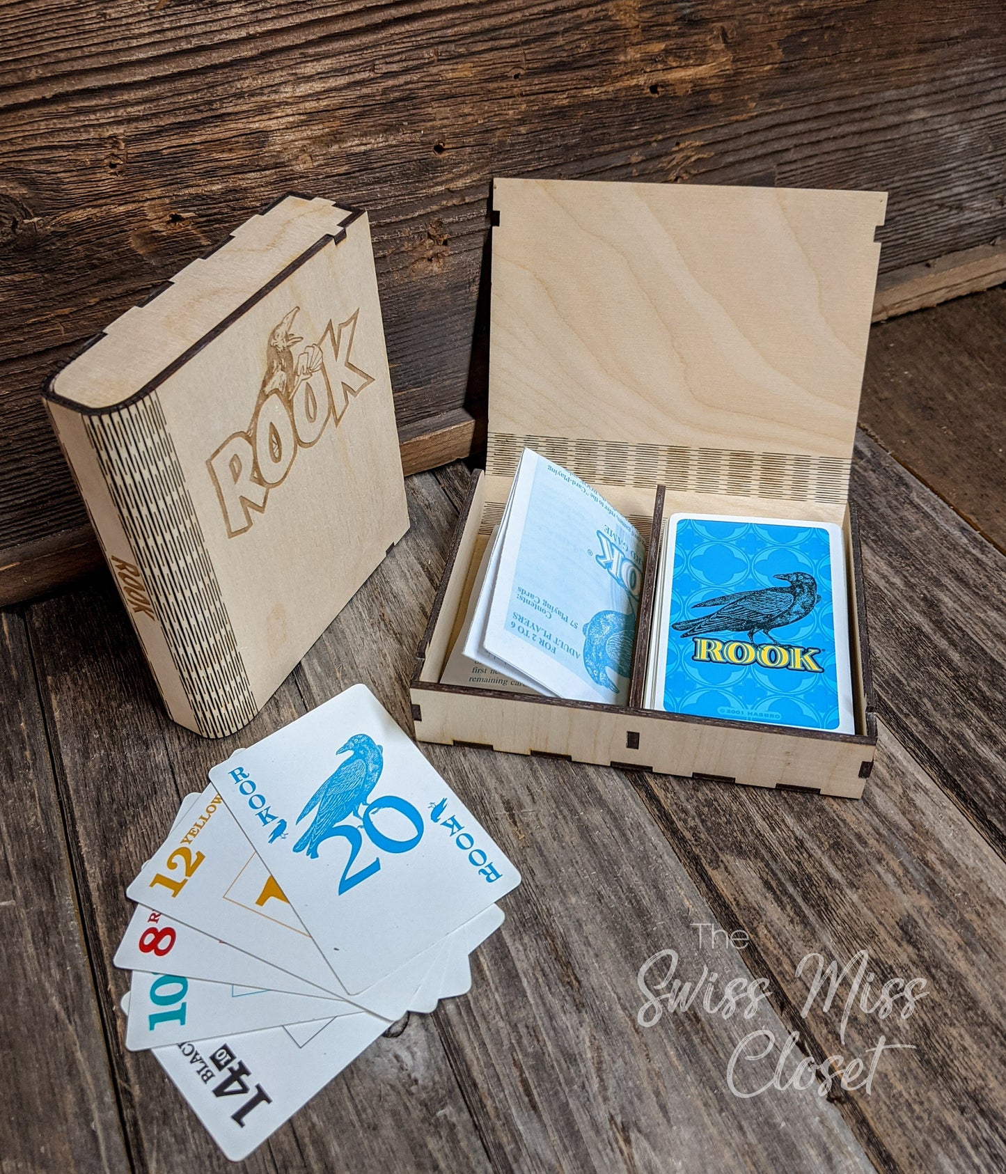 Wooden Book for ROOK Card Game Custom Made Game Storage Box