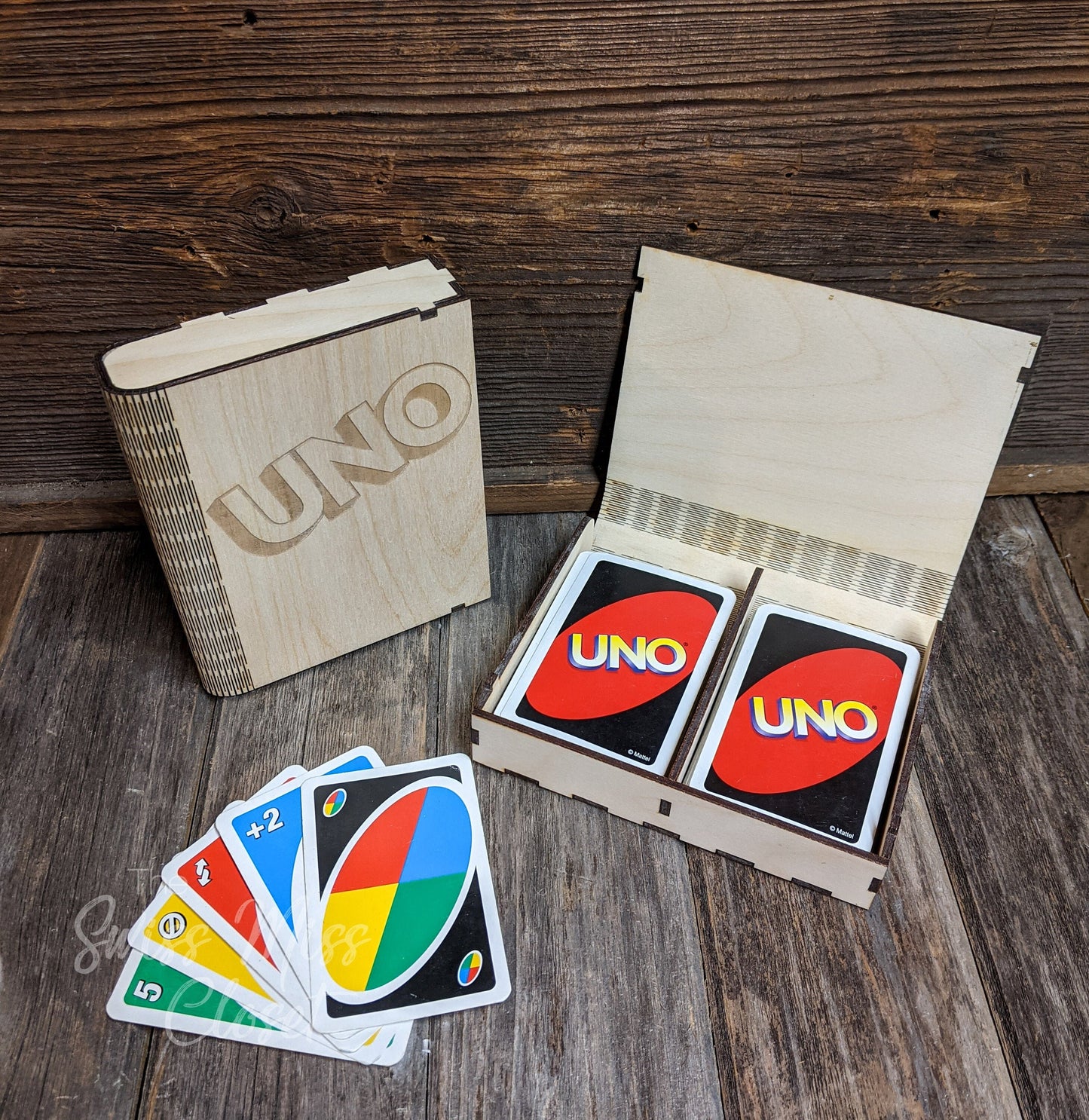 Wooden Book for UNO Card Game Custom Made Game Storage Box