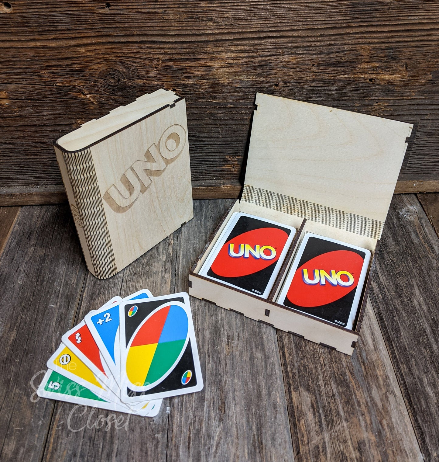 Wooden Book for UNO Card Game Custom Made Game Storage Box