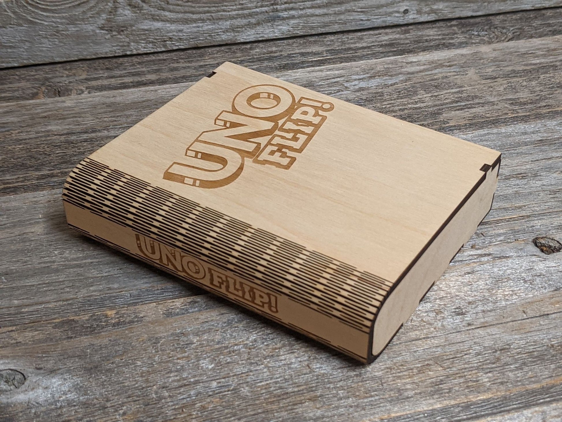 Wooden Book for UNO Flip Card Game Custom Made Game Storage Box