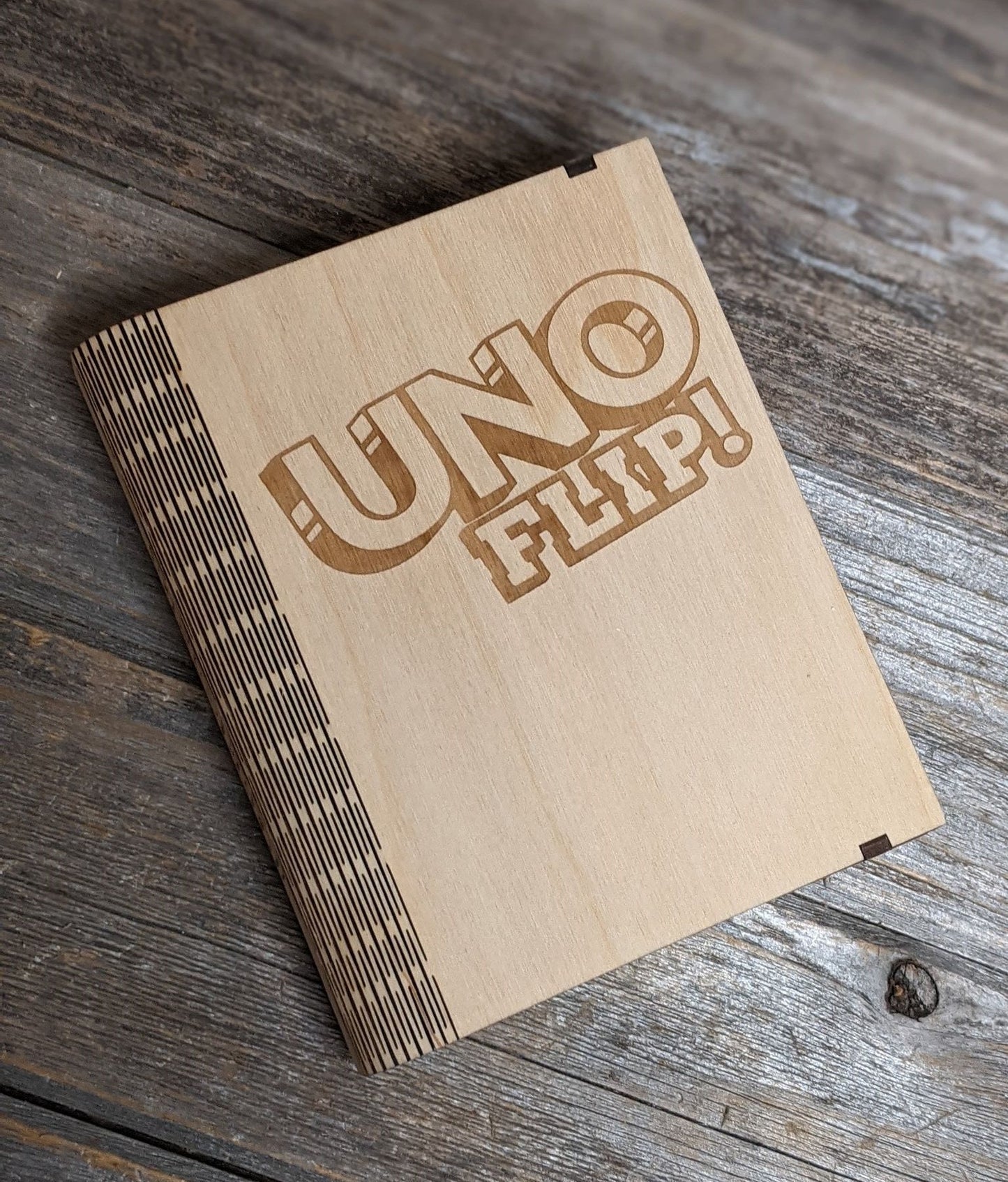 Wooden Book for UNO Flip Card Game Custom Made Game Storage Box