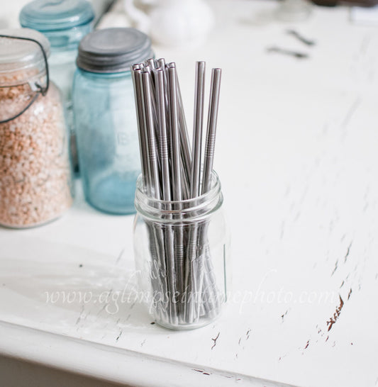 Set of 50 Wide Eco Friendly Stainless Steel Straws DIY Weddings, Parties, Everyday Use